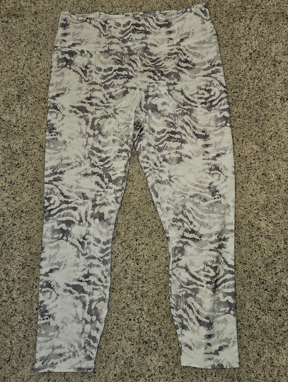 Fabletics PowerHold High-Waisted Leggings - Light Gray Camo Workout Athleisure
